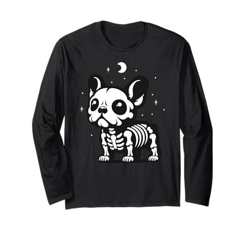 Französische Bulldogge Skelett Halloween Tierliebhaber Mama Papa Langarmshirt Französische Bulldogge Skelett Halloween Tierliebhaber Mama Papa Langarmshirt von FrenchBulldogAxis1