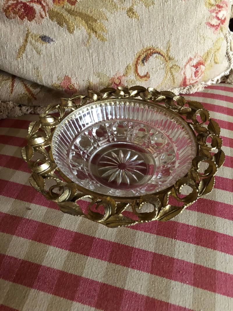 Französisch Chic Glas Und Gold Band Schmuck Teller Tablett von FrenchCountryGirl