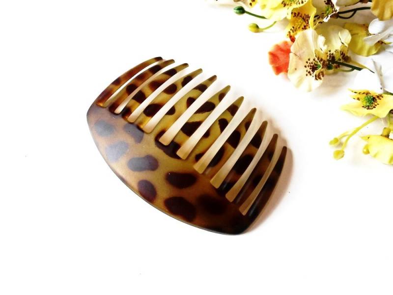 Haarkamm Braun Oliv-Grün Schildpatt Animal-Print Matt Kunststoff Acryl Bun Pin Halter Hersteller Zubehör Gabel Frisur Französisch Schmuck von FrenchGirlsShop