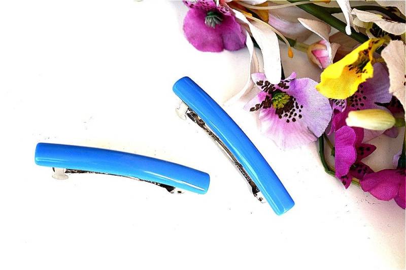 Hair Barrettes 2 Pc Set Small Blue Acryl Plastic Pin Clip Barettes Barretts Accessory Bun Holder Maker Frauen Girl Hairstyle Schmuck von FrenchGirlsShop