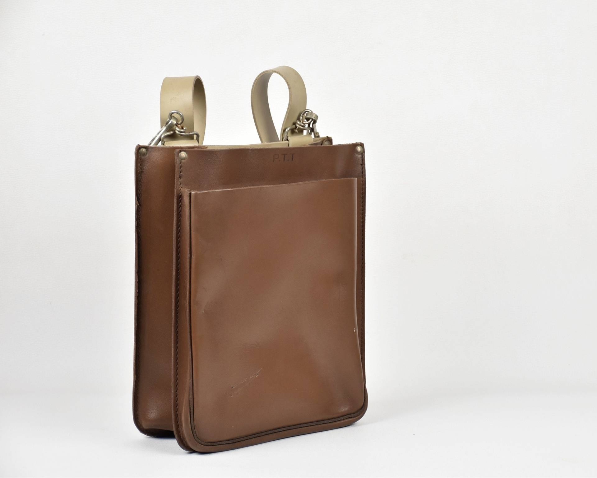 Vintage Leder Werkzeuggürtel Braune Wasserdichte Tasche Mit Taschen von FrenchTouchBoutique