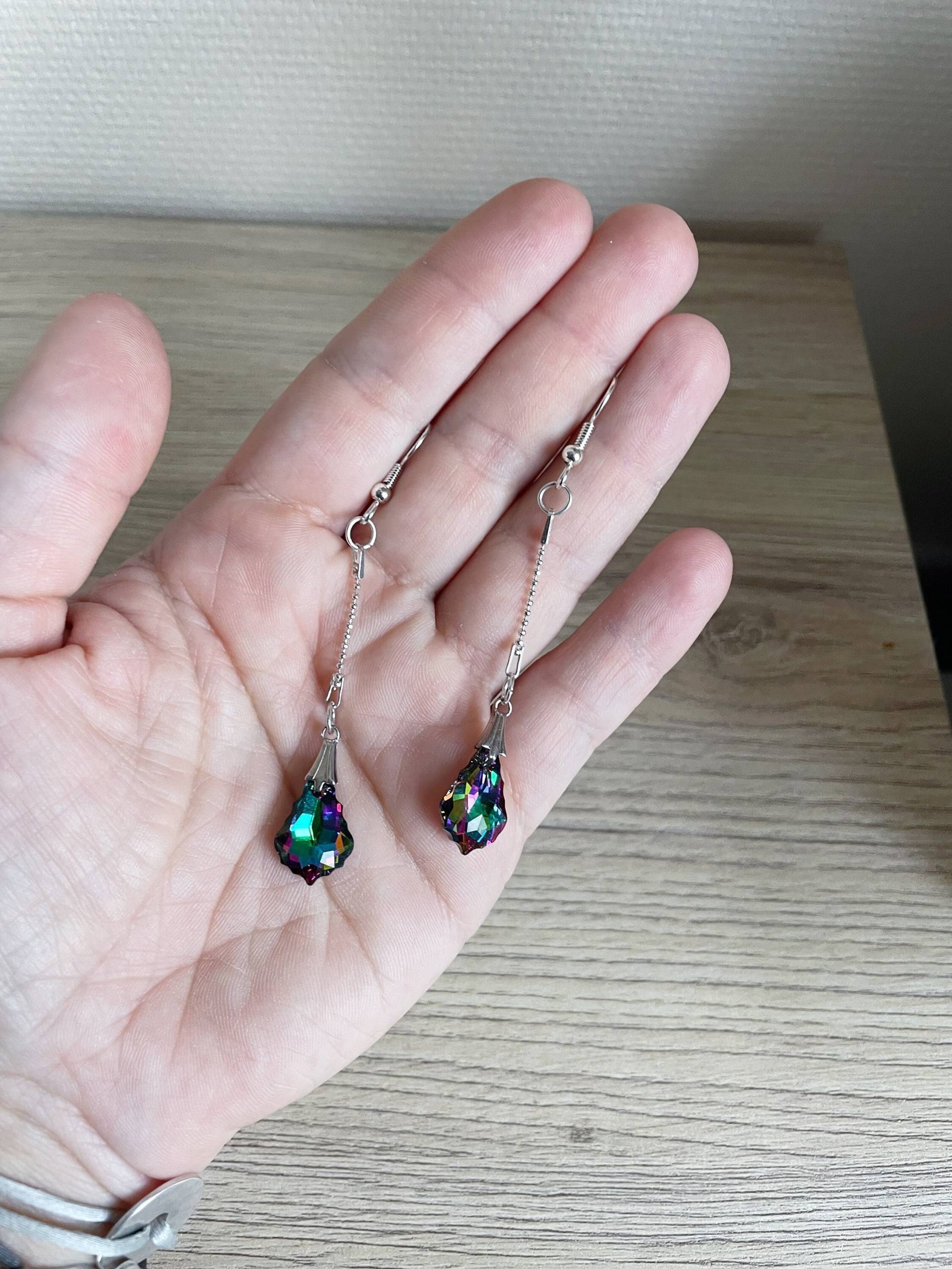 Barocke Ohrringe - Electra Farbe Swarovski-Tropfen Kugelkette Aus 925 Silber von FrenchTouchJewelry