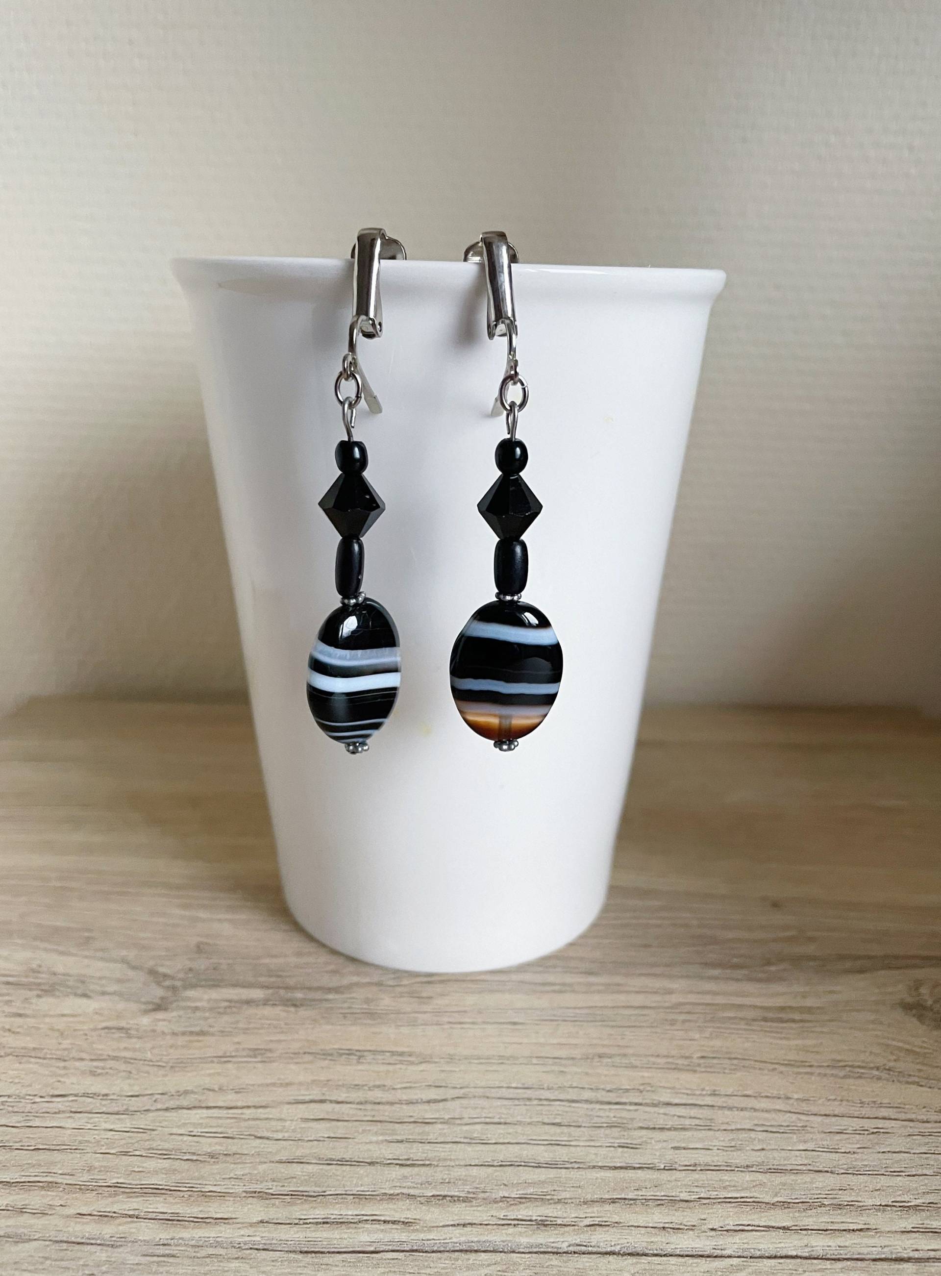 Clips, Nicht Durchbohrte Ohrringe, Sardonyx-Kieselperlen von FrenchTouchJewelry
