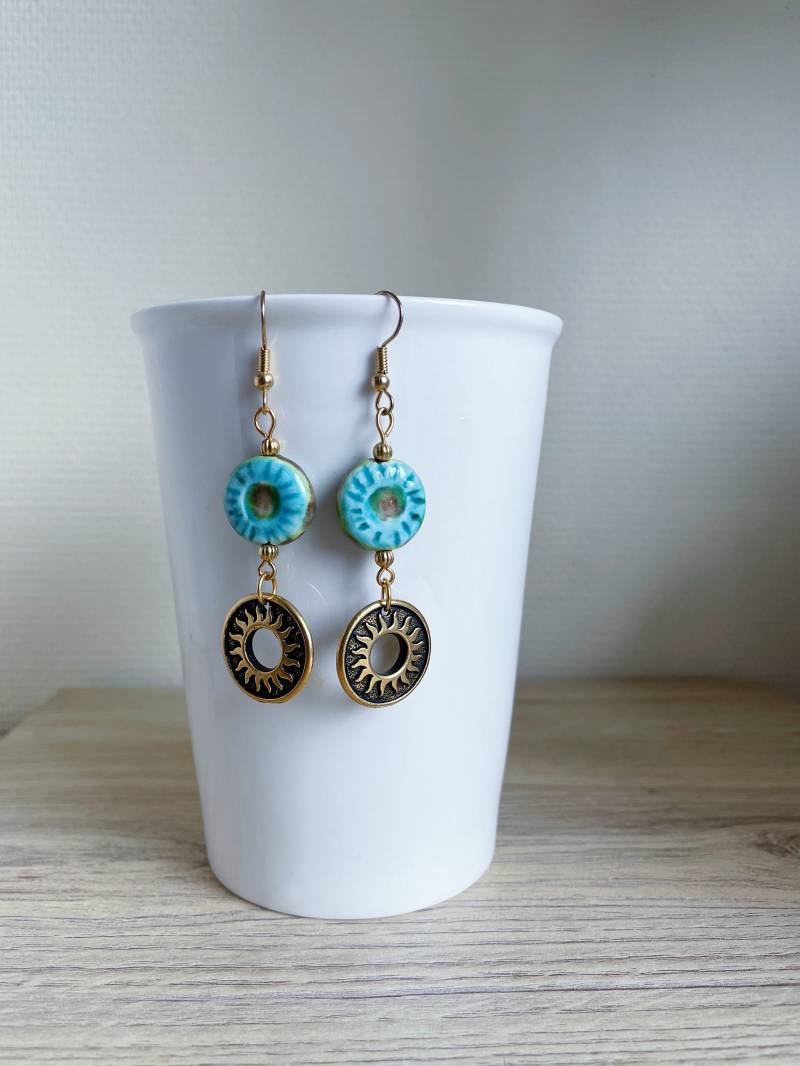 Einzelmodell-Keramik-Sonnen - Und Sonnen-Donuts-Ohrringe Einzelmodell-Keramik-Sonnen - Und Sonnen-Donuts-Ohrringe von FrenchTouchJewelry