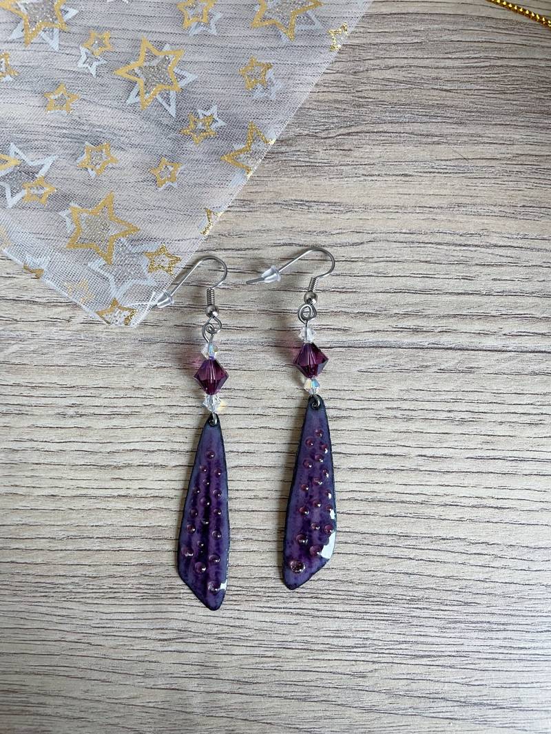 Ohrringe, Libellenflügel Aus Amethyst, Oberteil Swarovski-Kristall, Kristall Ohrringe, Libellenflügel Aus Amethyst, Oberteil Swarovski-Kristall, Kristall von FrenchTouchJewelry