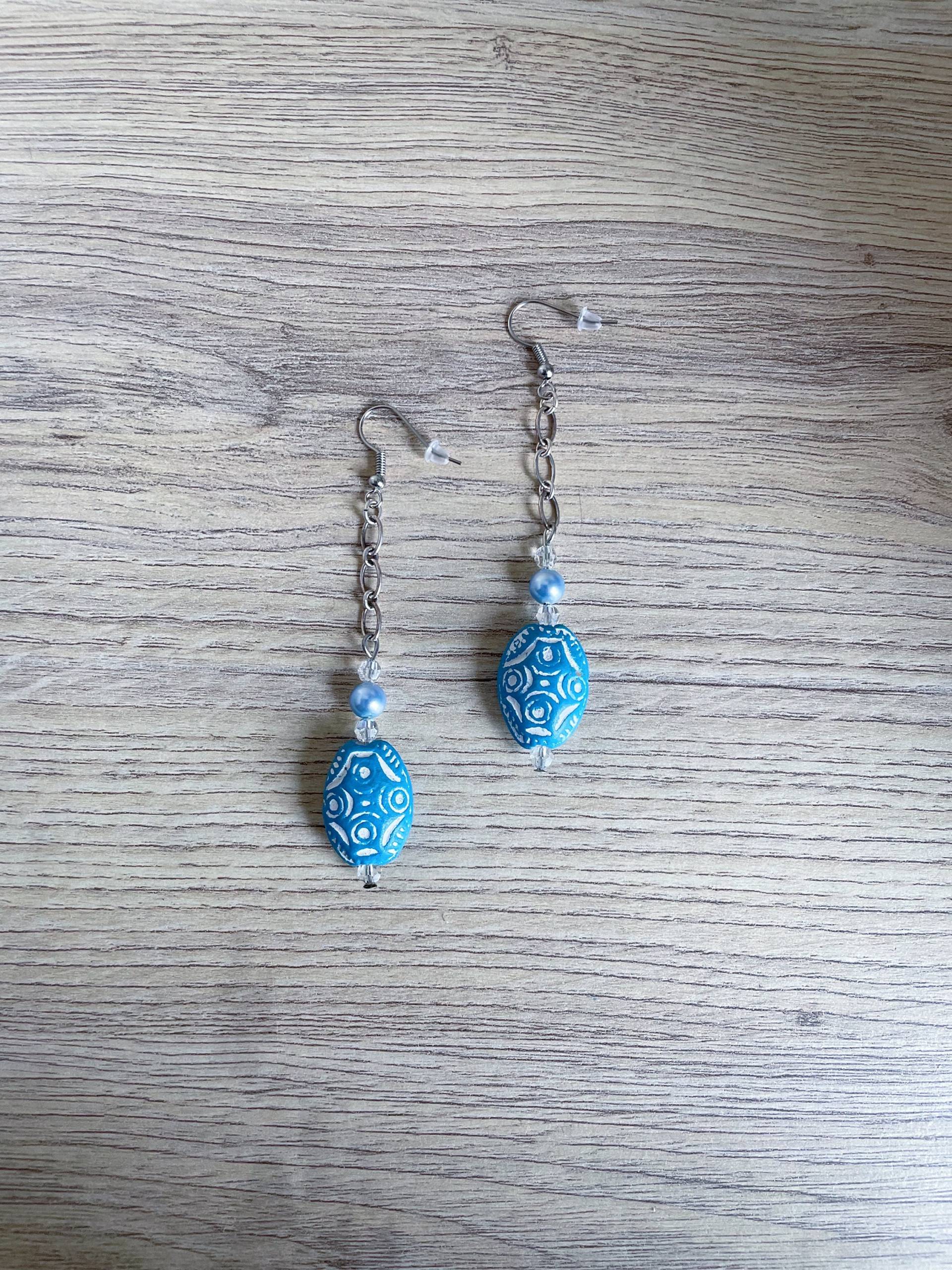 Türkisfarbene Handgefertigte Terrakotta-Kieselperlen-Ohrringe von FrenchTouchJewelry