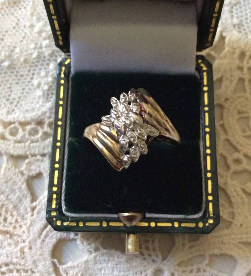 Atemberaubender Vintage-Ring Aus Gold Und Sterling-Diamanten - Echter Diamant Gold, Sterlingsilber Luxuriöser Vintage-Schmuck Design Frankreich Atemberaubender Vintage-Ring Aus Gold Und Sterling-Diamanten - Echter Diamant Gold, Sterlingsilber Luxuriöser Vintage-Schmuck Design Frankreich von FrenchVintageJewel