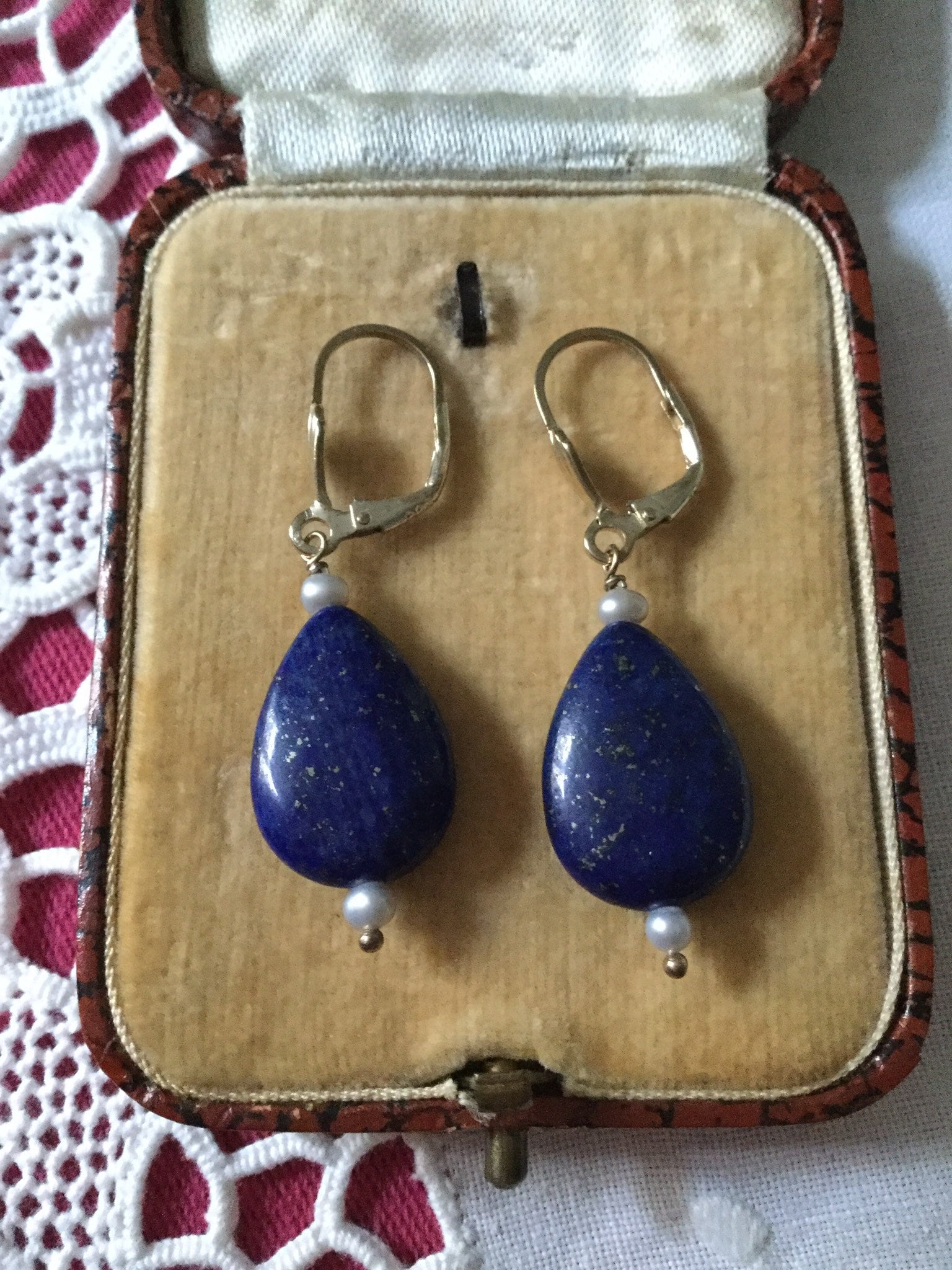 Natürliche Lapis-Samen-Perlen-sterling-Vintage-Ohrringe - Vintage-Design Natürlicher Lapis-sterlingsilber Herrliches Aus Frankreich Natürliche Lapis-Samen-Perlen-sterling-Vintage-Ohrringe - Vintage-Design Natürlicher Lapis-sterlingsilber Herrliches Aus Frankreich von FrenchVintageJewel