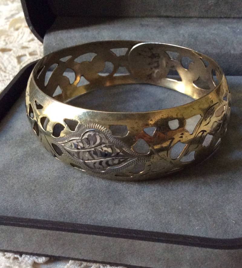 Vintage Art Deco Großes Armband Aus Vermeil-Silber - Schnitzerei, Niello Seltene Vintage-Handarbeit Alle Markenzeichen Einzigartiger Schöpferschmuck Vintage Art Deco Großes Armband Aus Vermeil-Silber - Schnitzerei, Niello Seltene Vintage-Handarbeit Alle Markenzeichen Einzigartiger Schöpferschmuck von FrenchVintageJewel