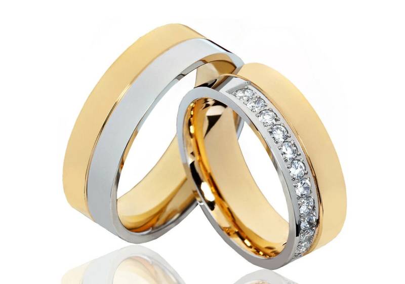 Ausgefallene Verlobungsringe Trauringe Edelstahl Mit Goldbeschichtung von Frencheis