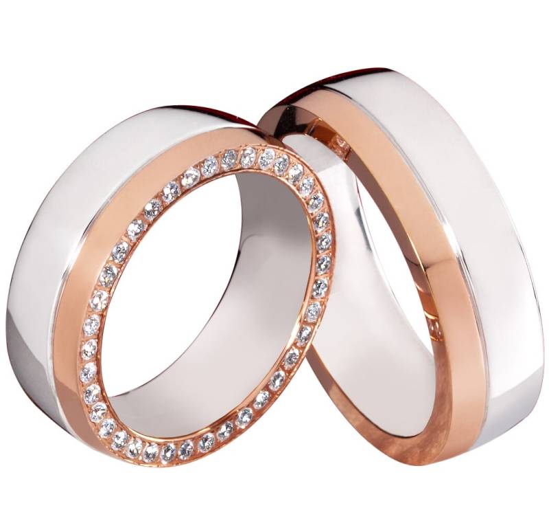 Breite Edelstahl Partnerringe Trauringe Eheringe Mit Roségold Und Wunschgravur von Frencheis