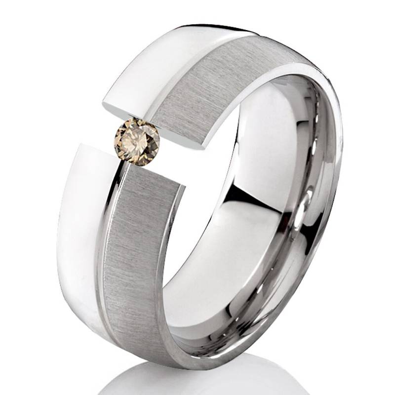 Edelstahl Ring Verlobungsring Mit Diamant Und Echtheitszertifikat von Frencheis