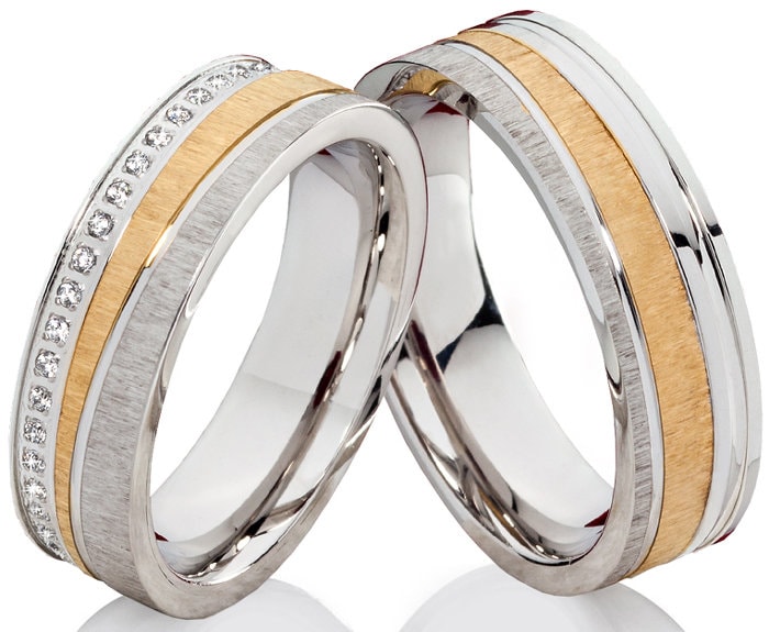 Eheringe Edelstahlringe Trauringe Partnerringe in Bicolor Mit Zirkonia von Frencheis