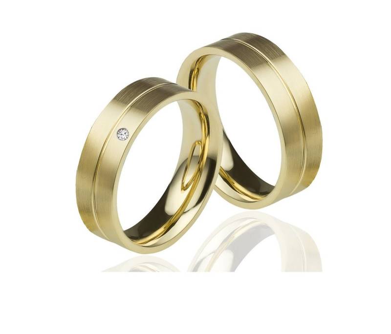 Eheringe Gold Trauringe Gelbgold Mit Diamant Und Echtheitszertifikat von Frencheis