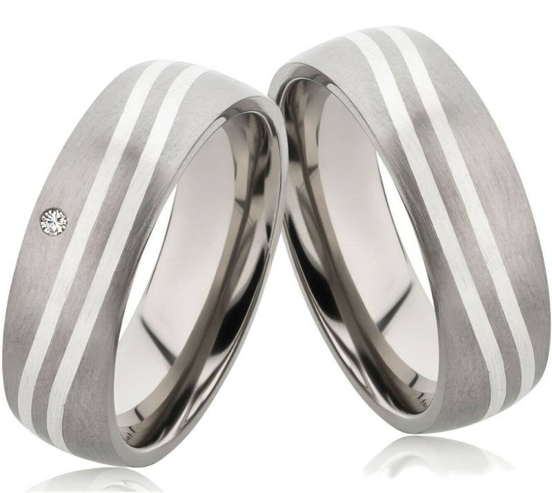 Eheringe Paar Aus Titan Und Sterling Silber Couple Wedding Rings Titanium With Silver Personalized Band von Frencheis