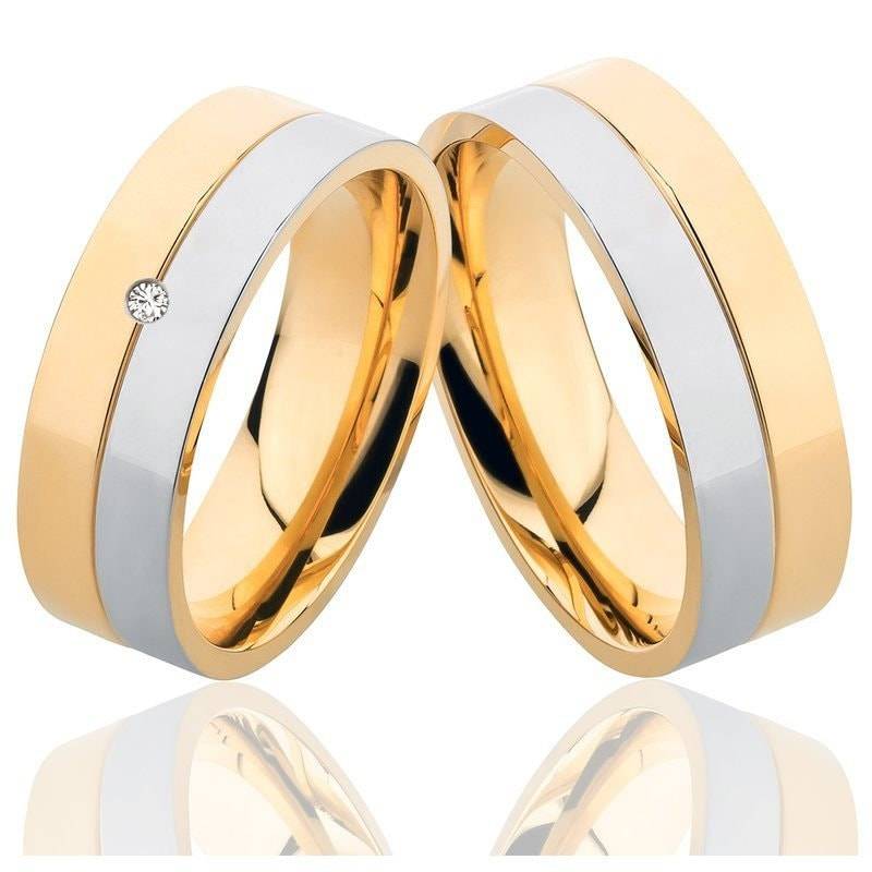 Eheringe Silber Gold Bicolor Mit Diamant von Frencheis