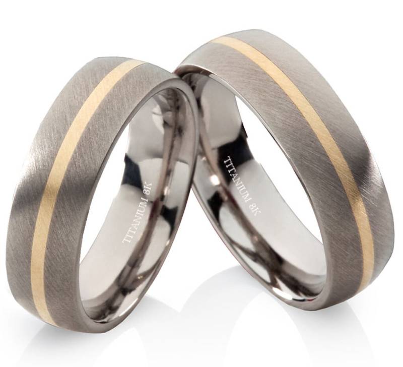 Eheringe Titanium Mit Goldeinlage von Frencheis