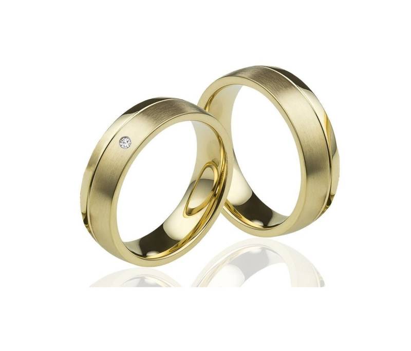 Eheringe Trauringe Gold Klassisch Elegant Gelbgold Vergoldet Mit Diamant Und Echtheitszertifikat von Frencheis