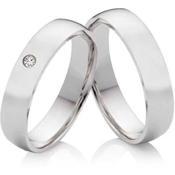 Eheringe Trauringe Hochzeitsringe Verlobungsringe Aus Silber Mit Diamant Und Persönlicher Gravur von Frencheis