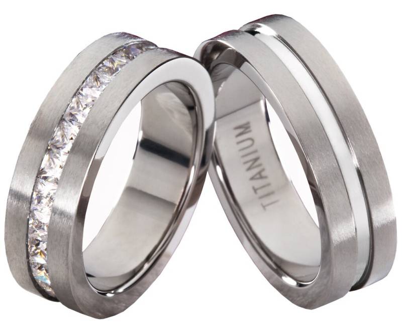 Eheringe Verlobungsringe Titan Carrée Mit Wunschgravur von Frencheis