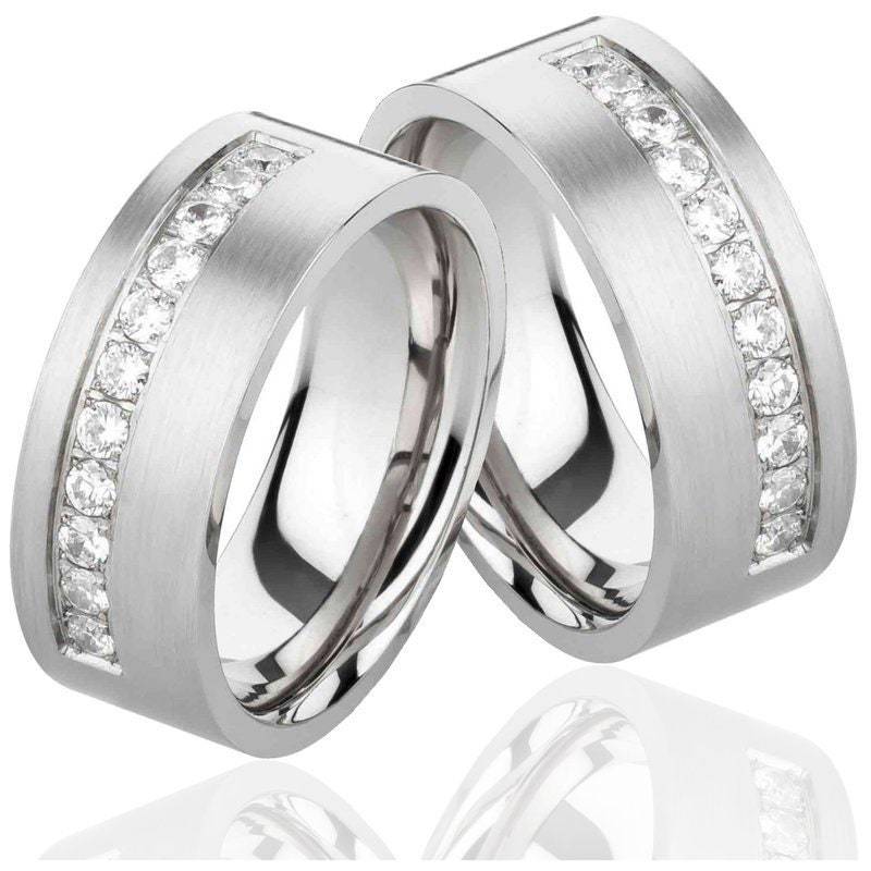 Frauen Trauringe Eheringe Set Gleichgeschlechtliche Ringe Partnerringe Freundinnen Lesbian Couple Ring Lesbienne Bague Stainless Steel von Frencheis