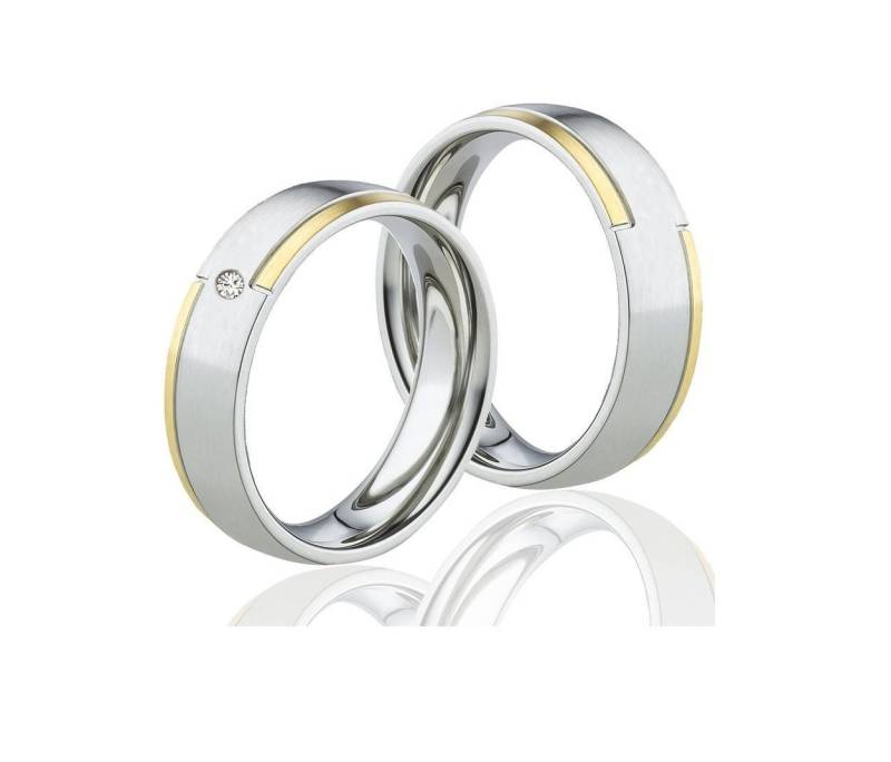 Partnerringe Eheringe Bicolor Aus Edelstahl Mit Diamant von Frencheis