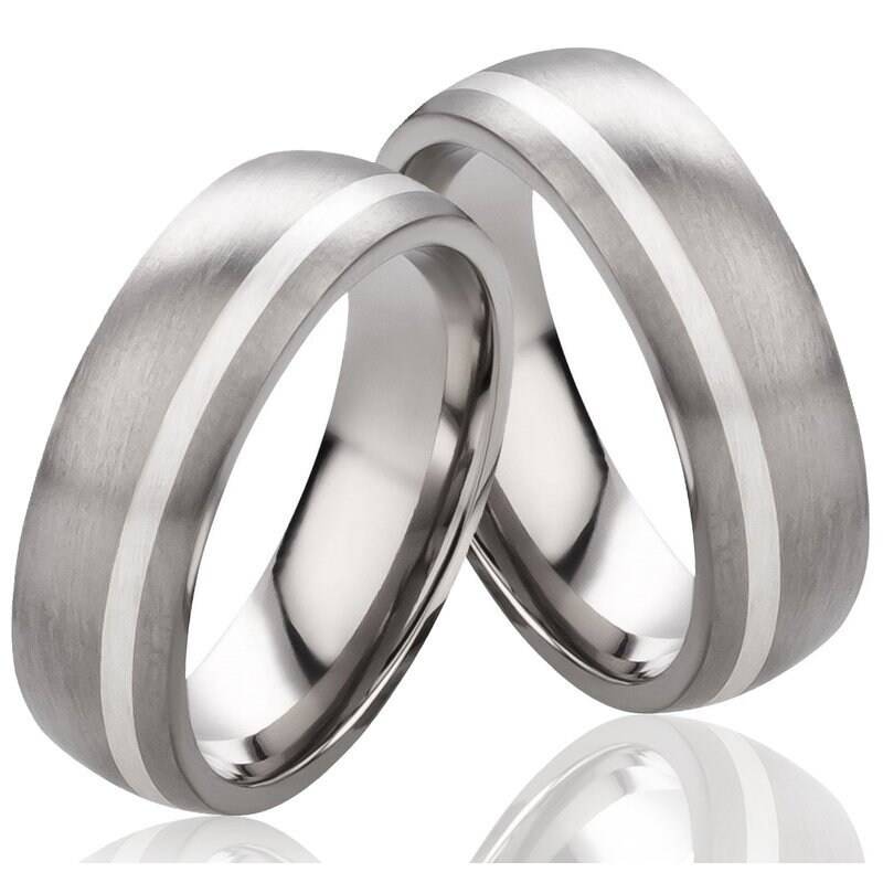 Partnerringe Eheringe Titan Silber Ohne Stein Unisex von Frencheis