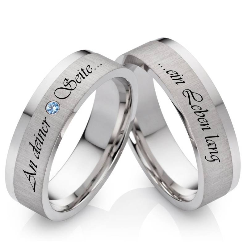 Silber Eheringe Personalisiert Mit Blautopas von Frencheis