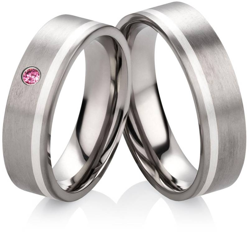 Titan Ringe Mit Rosa Stein Verlobungsringe Set von Frencheis