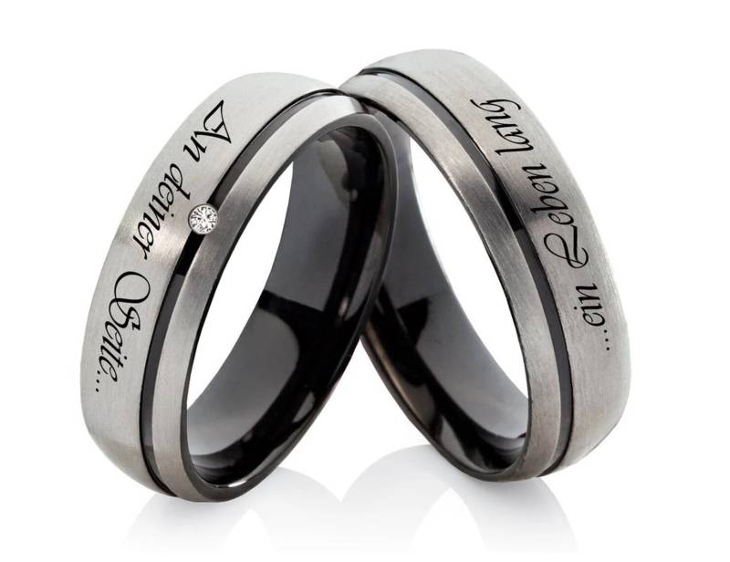 Titanringe Eheringe Set Paarringe Mit Wunschgravur von Frencheis