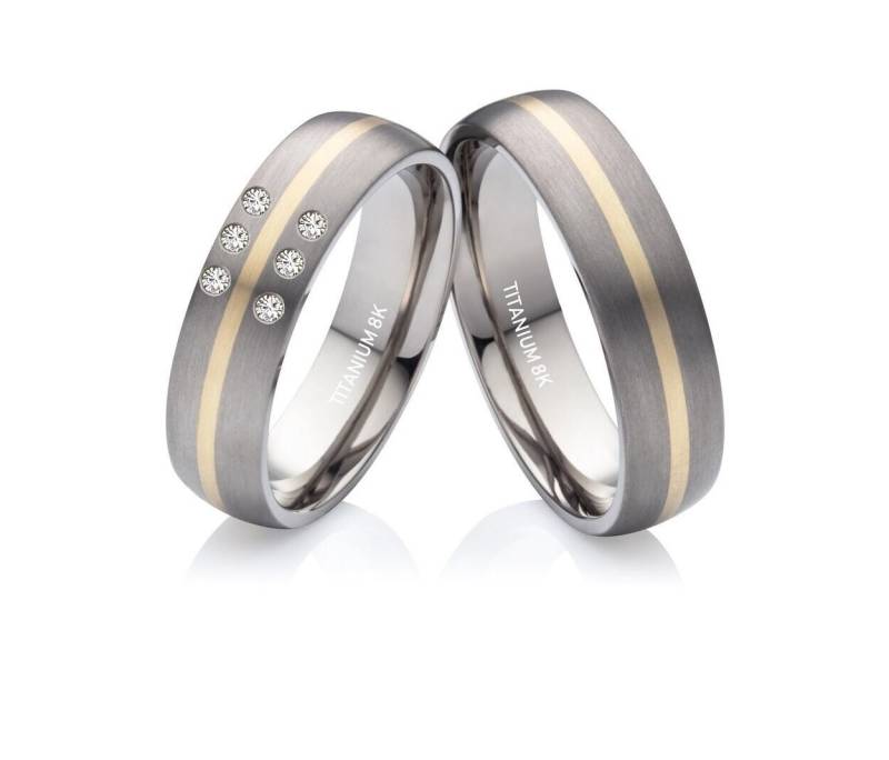 Trauringe Eheringe Titanringe Mit Gold Und 6 Diamanten von Frencheis