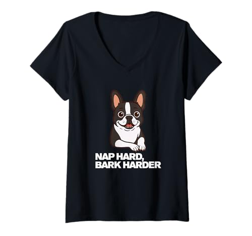 Damen Nickerchen hart, Bell härter Lustige französische Bulldogge T-Shirt mit V-Ausschnitt Damen Nickerchen hart, Bell härter Lustige französische Bulldogge T-Shirt mit V-Ausschnitt von Frenchie Lovers