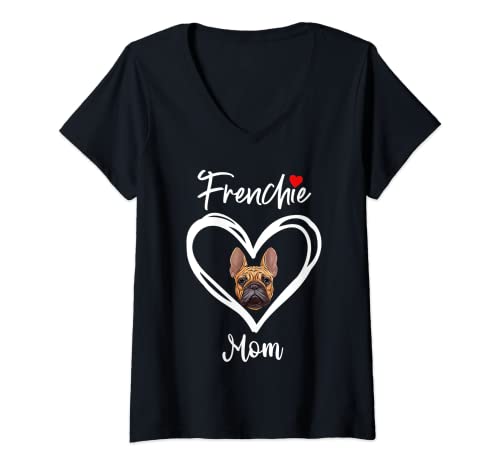 Damen Französische Bulldoggen Mama Frenchie Mama Frenchie Mom T-Shirt mit V-Ausschnitt Damen Französische Bulldoggen Mama Frenchie Mama Frenchie Mom T-Shirt mit V-Ausschnitt von Frenchie Mama Geschenke Für Bulldoggen Mamas