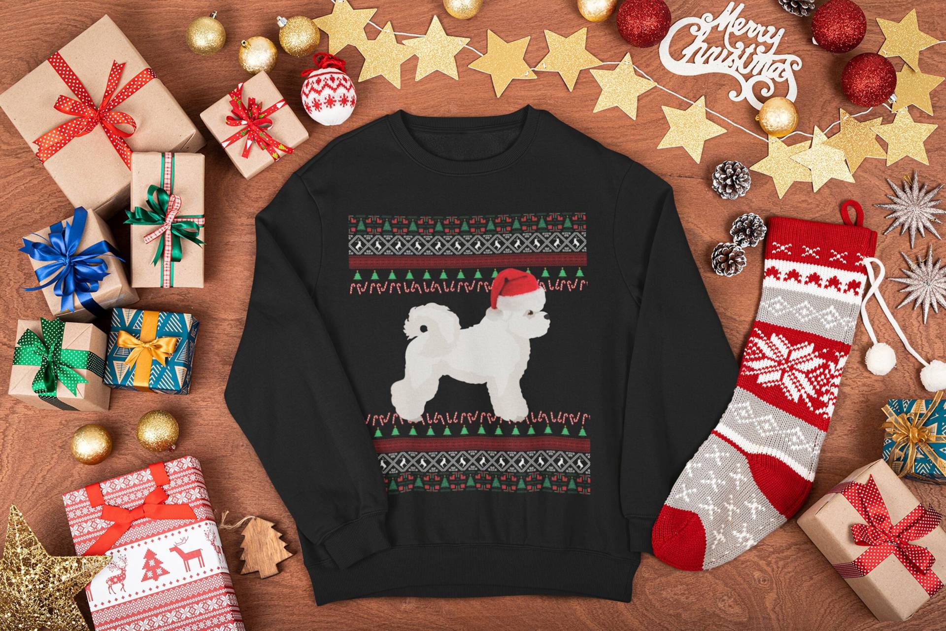 Bichon Frise Weihnachtspullover | Geschenke Mom Sweatshirt Hässliche Weihnachtsstrickjacke Dad Xmas Geschenk von FrenchieDogMomCo