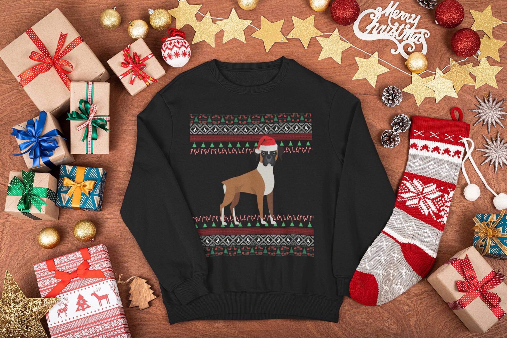 Boxer Weihnachtspullover | Hund Geschenk Mom Sweatshirt Hässlicher Dad Dog Pullover von FrenchieDogMomCo