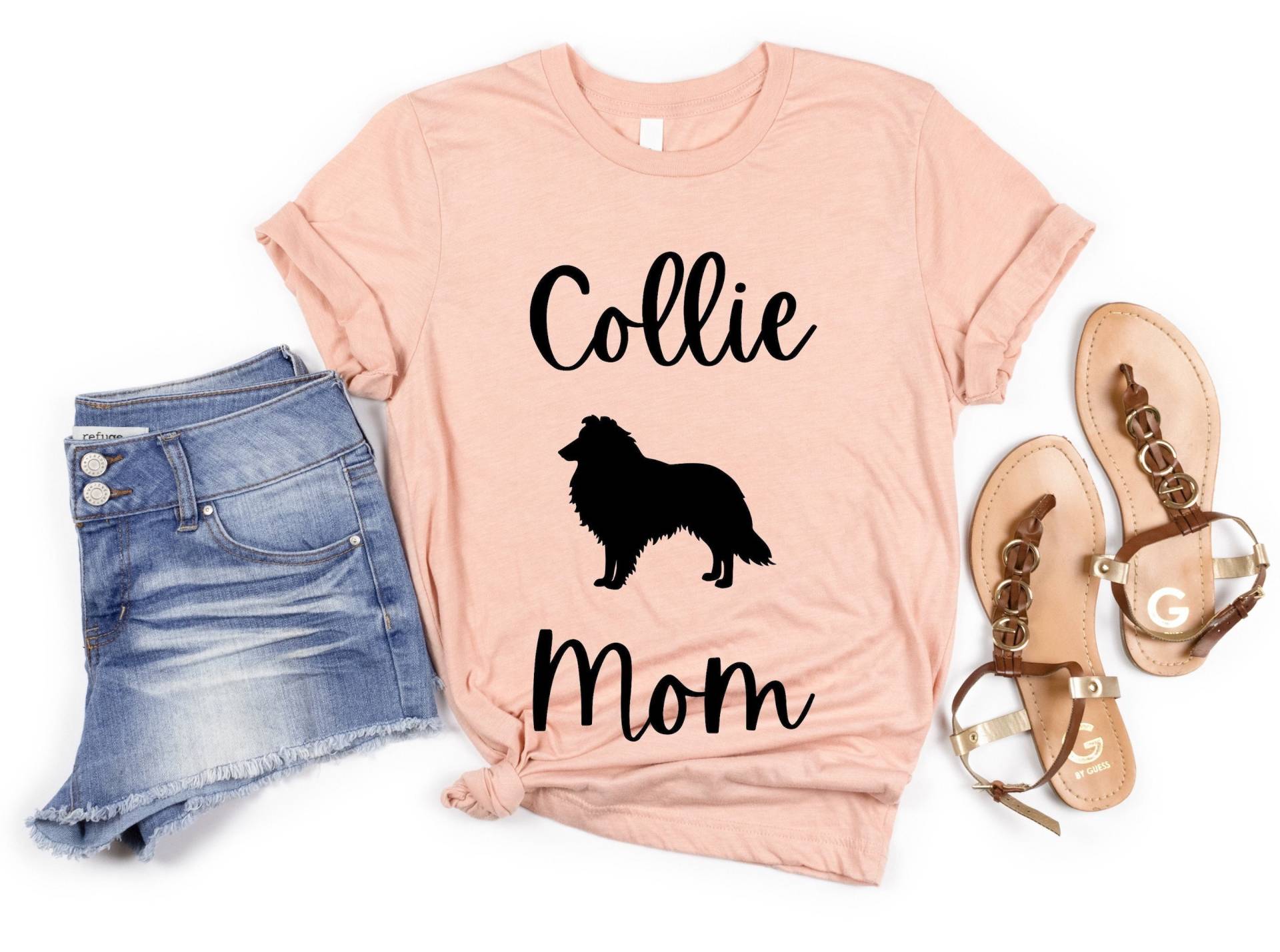 Collie Mom Shirt | Damen T-Shirt Kurzhaar Mama Tshirt Geschenk Mutter von FrenchieDogMomCo