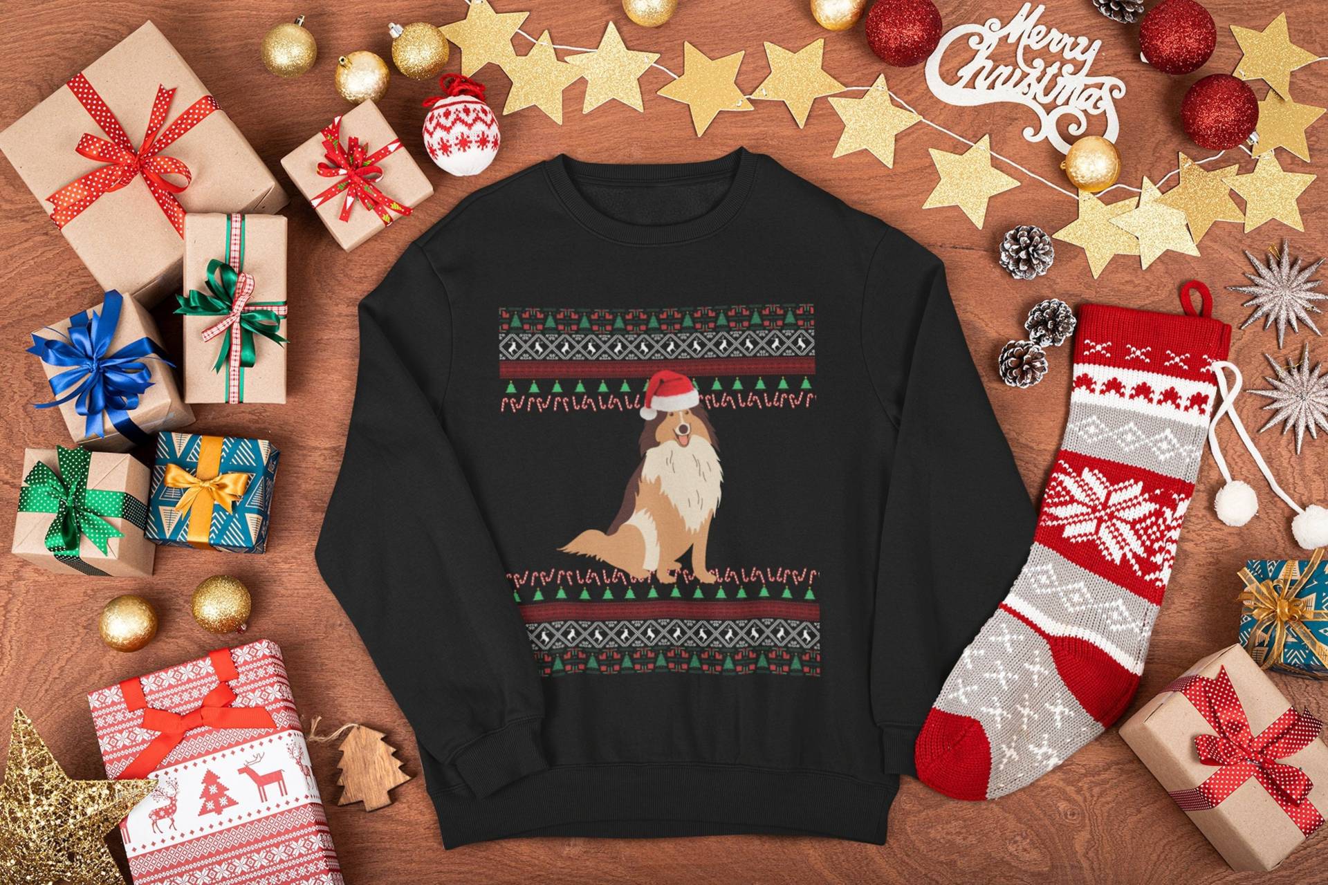 Collie Weihnachtspullover | Rough Geschenke Mom Sweatshirt Hässlicher Pullover Papa Weihnachtsgeschenk von FrenchieDogMomCo