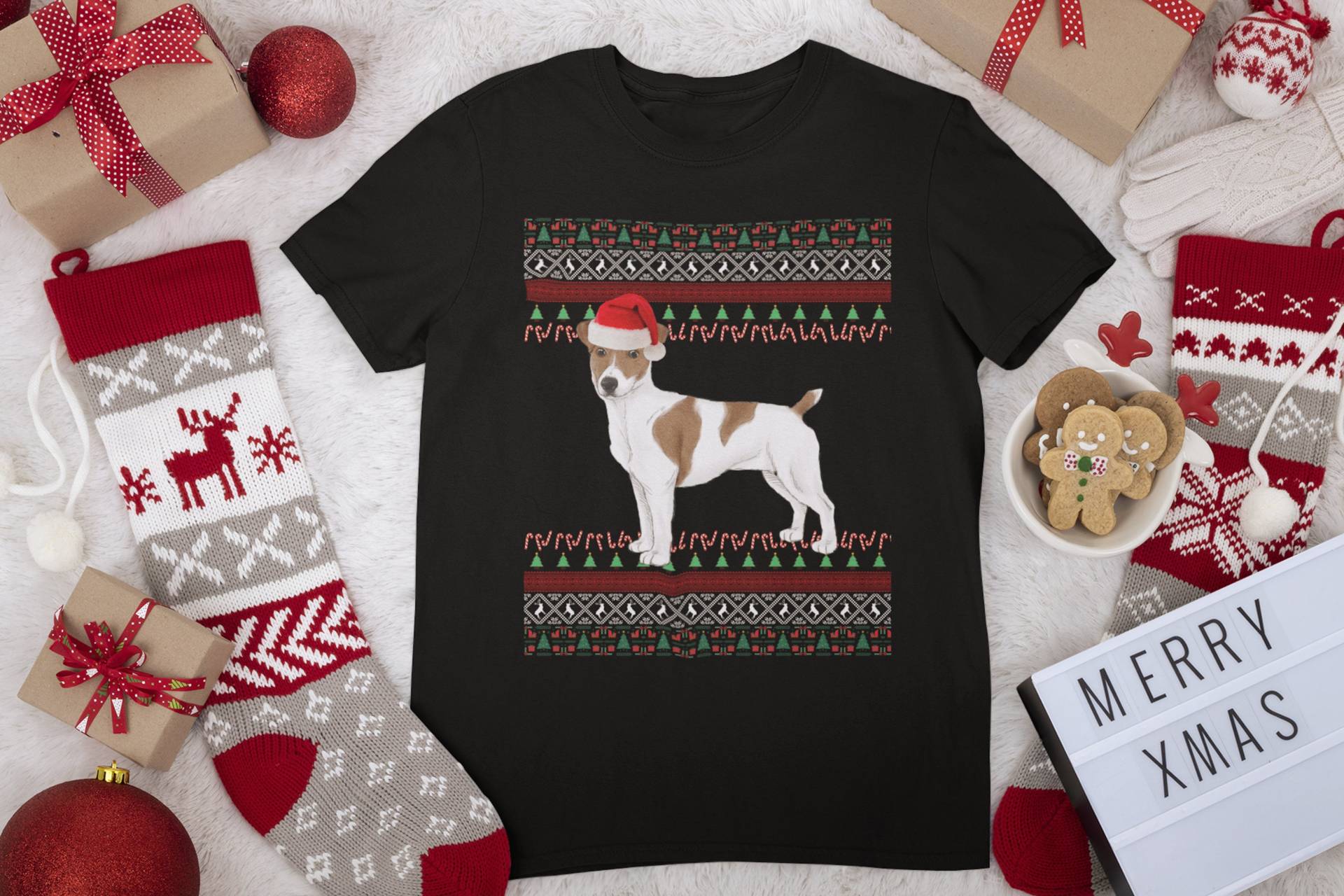 Jack Russel Weihnachtshemd | Terrier T-Shirt Geschenk Mama Hässliches Weihnachtsshirt von FrenchieDogMomCo