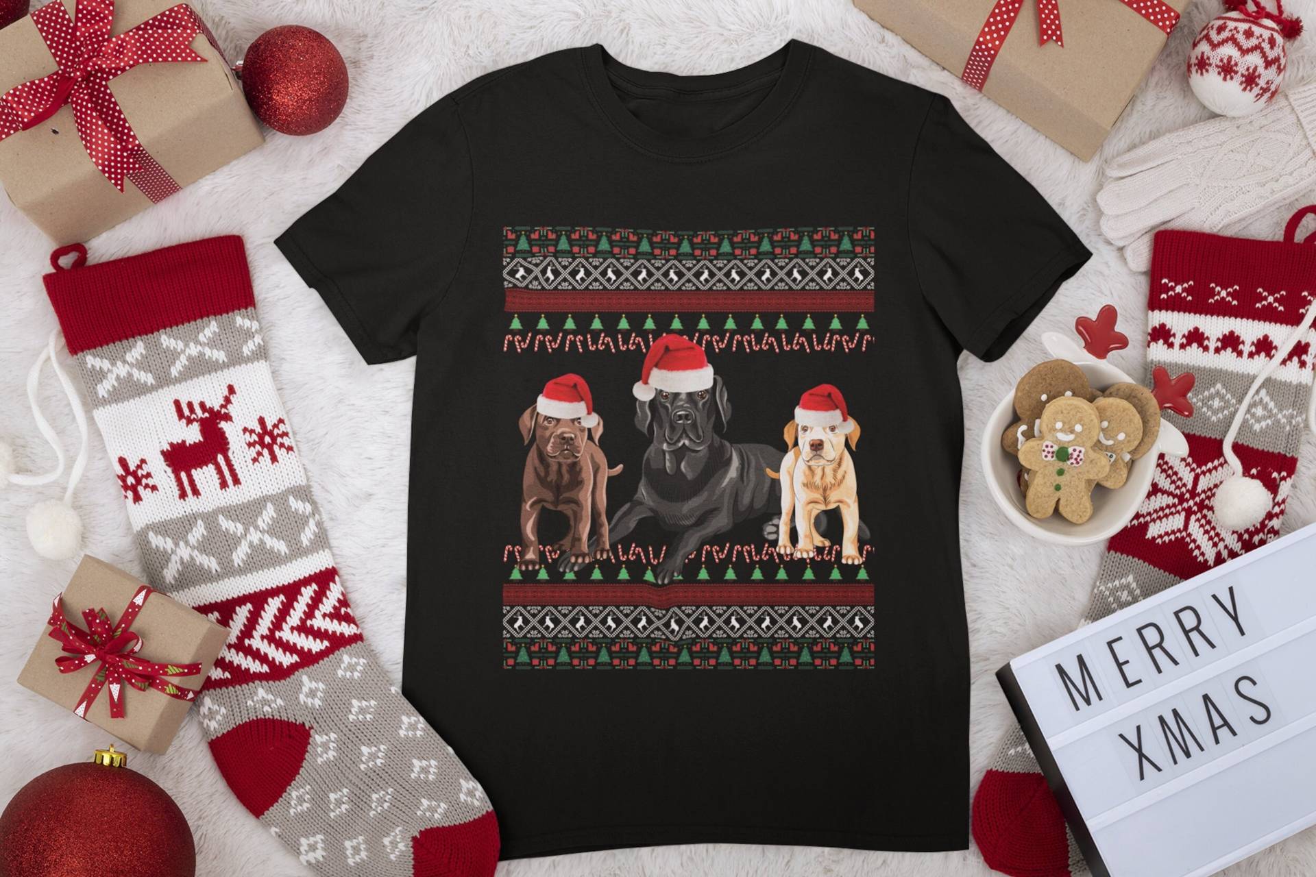 Labrador Weihnachten Shirt | Geschenke Schokolade Mom Tshirt Hässlicher Weihnachtspullover Black Lab von FrenchieDogMomCo