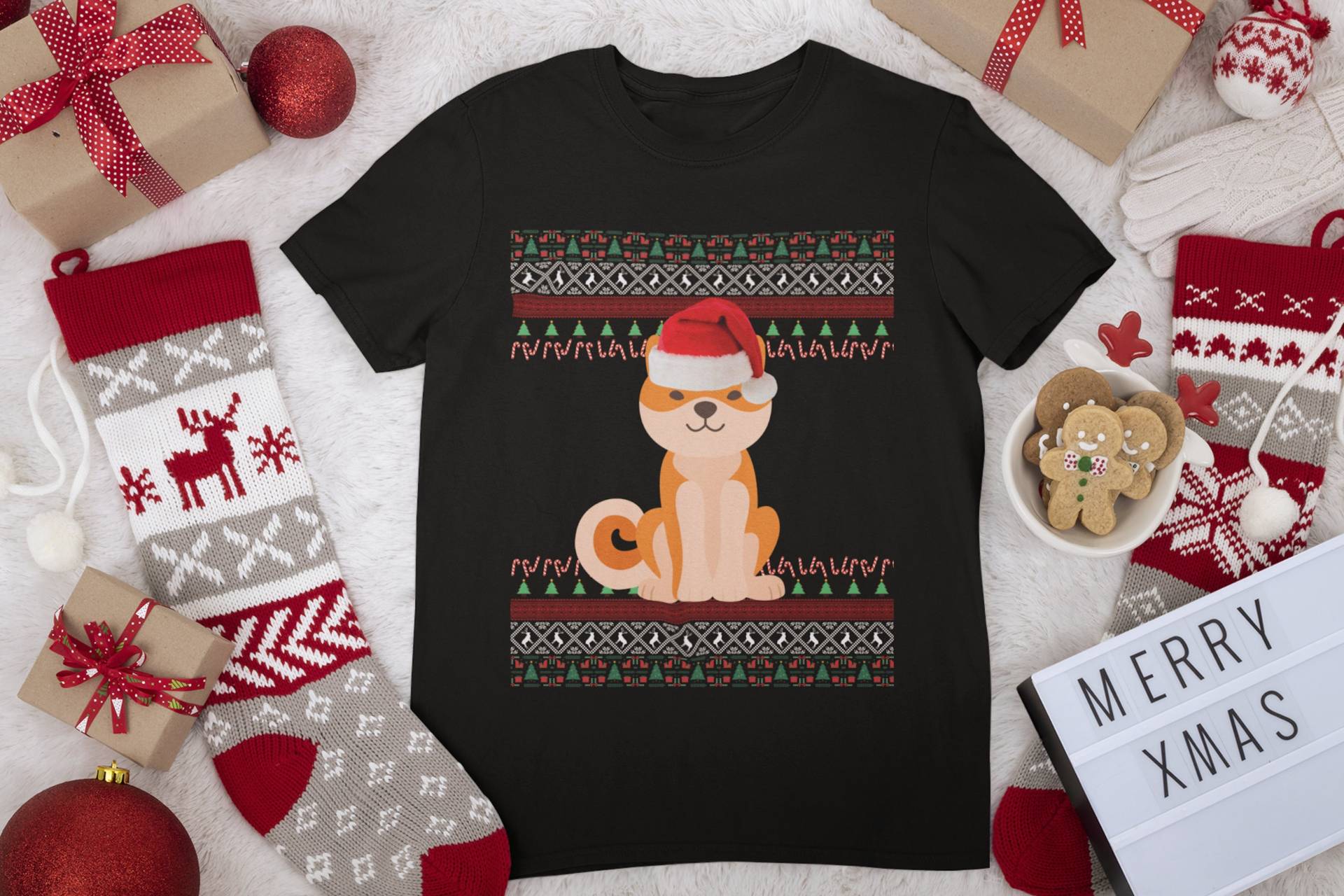 Shiba Inu Weihnachts Shirt | Geschenke Mom Tshirt Ugly Weihnachten Papa Hund von FrenchieDogMomCo