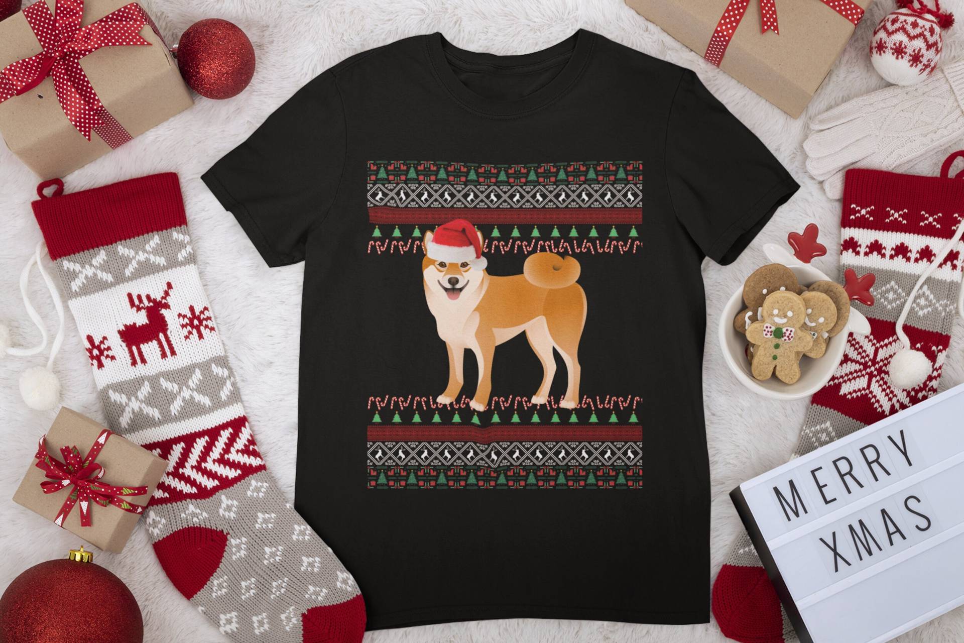 Shiba Inu Weihnachts Shirt | Geschenke Mom Tshirt Ugly Weihnachten Papa von FrenchieDogMomCo