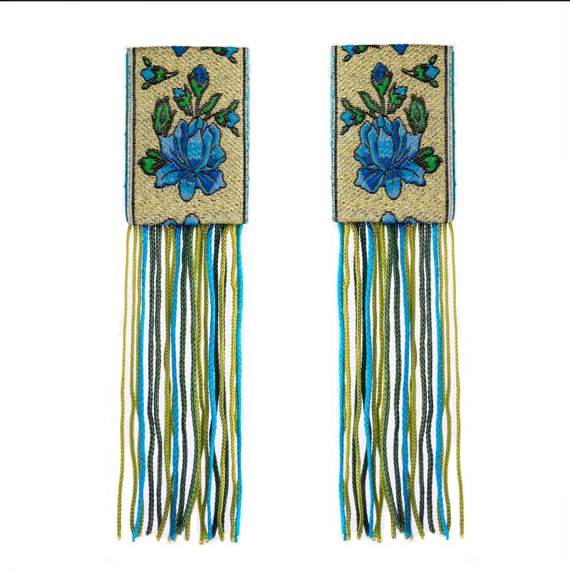 Florale Stoff Ohrringe, Traditionelle Statement Bunte Tropfen Weihnachtsgeschenk Für Sie von Frendilove
