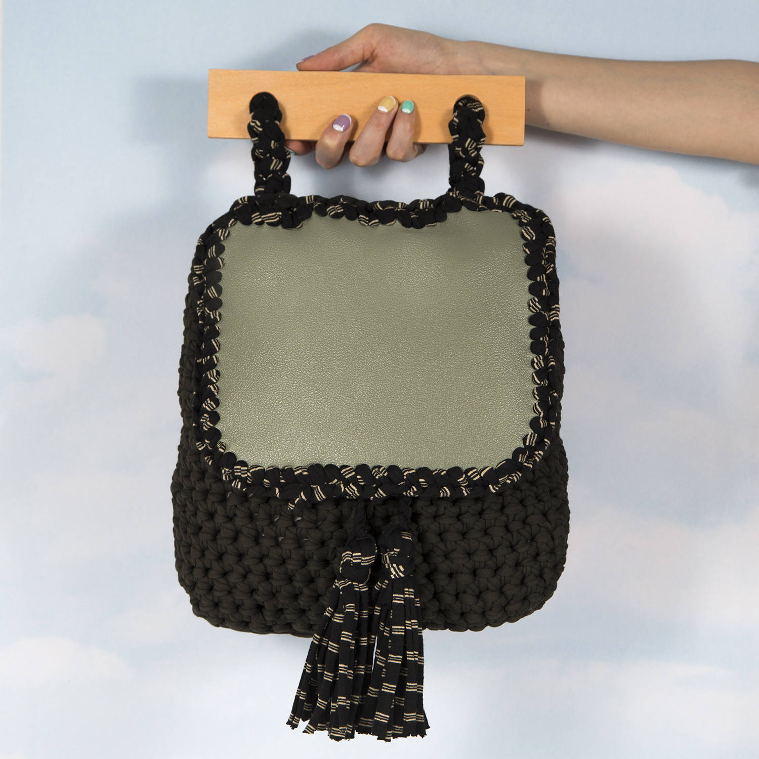 stricktasche - Trapilho Baumwollband Hakentasche Damentasche stricktasche - Trapilho Baumwollband Hakentasche Damentasche von Frendilove