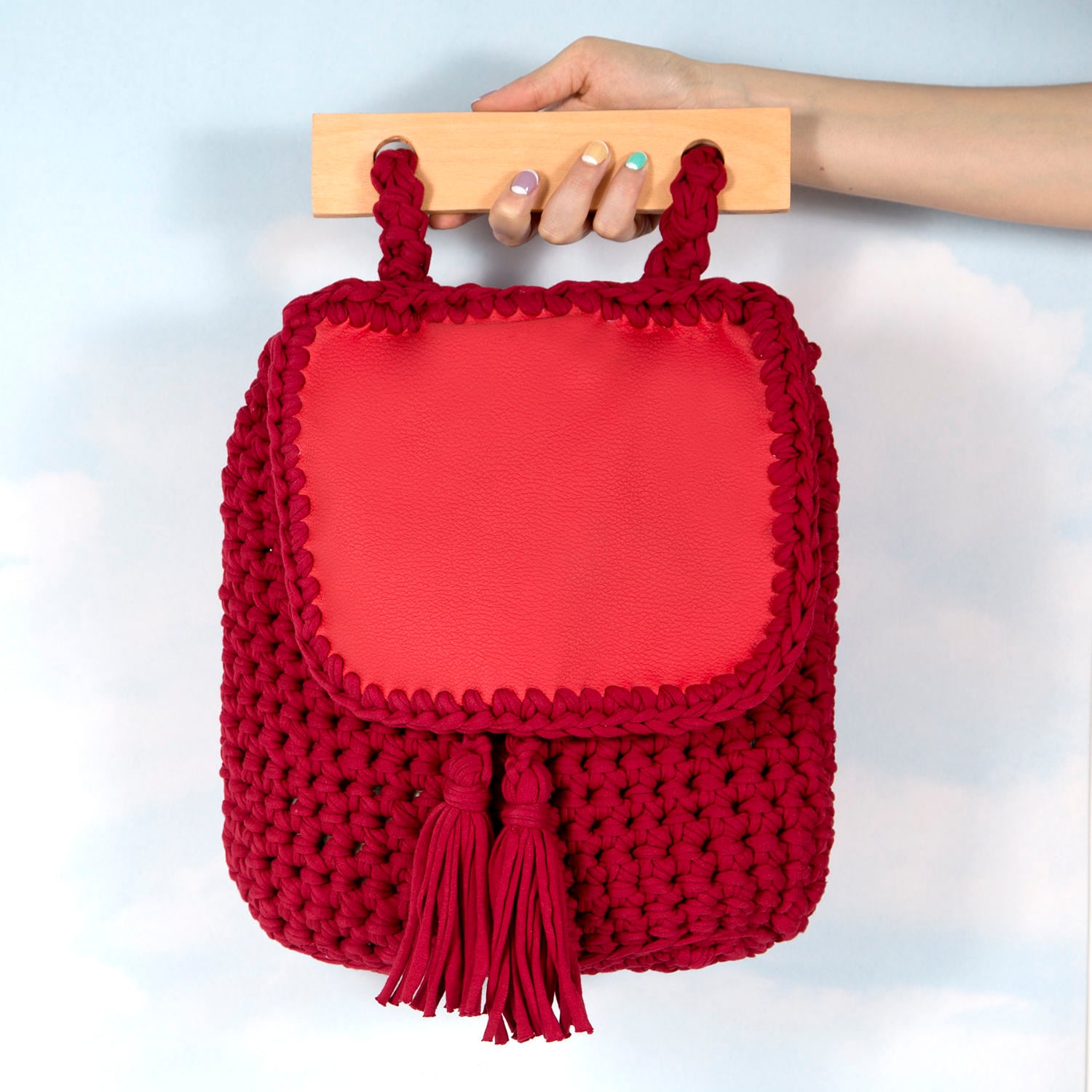 stricktasche - Trapilho Baumwollband Hakentasche Damentasche stricktasche - Trapilho Baumwollband Hakentasche Damentasche von Frendilove