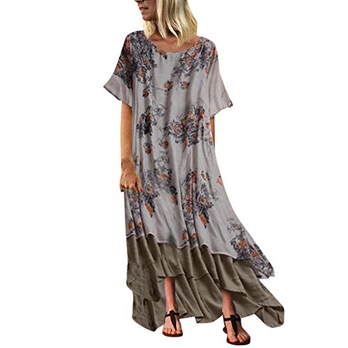 Kanpola Leinenkleid Elegant Kleid Lange Bluse GroßE GrößEn Kaftan Damen Boho Maxi Sommerkleid Leicht Strandkleid Rundhals T Shirt Kleid von Freneci