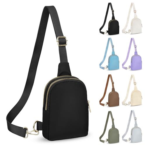 FRENOU Gürteltasche mit verstellbarem Gurt, klein, modische Schultertasche, Schwarz, 1 Stück von Frenou