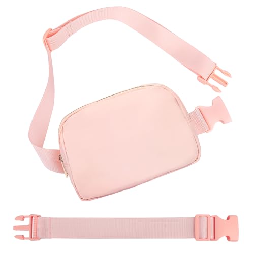 Frenou Hüfttasche zum Laufen, Bauchtasche für Damen und Herren, Crossbody-Gürteltasche, Bauchtasche mit verstellbarem Gurt für Sport, Helles Pink, 1 Packung mit Seil von Frenou