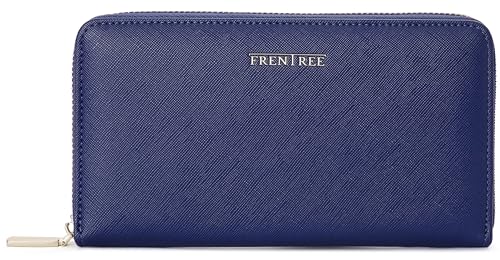 Frentree® Clutch Geldbörse Damen - Portemonnaie Damen 100% veganes Leder mit 16 Kartenfächern und Smartphonefach Herbst- und Winterfarben - Royalblau von Frentree