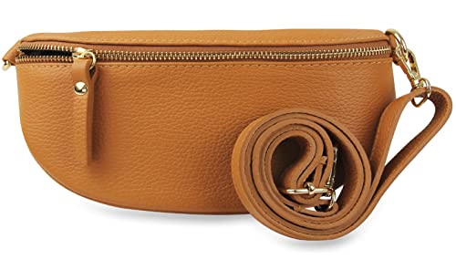 Frentree® Damen Echtleder Umhängetasche, Made in Italy, Crossbody Tasche Schultertasche mit goldenem Reißverschluss, Größe MIDI von Frentree