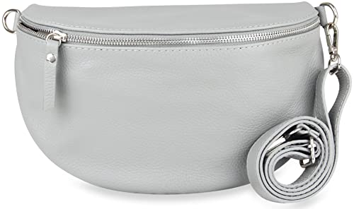 Frentree® Damen Echtleder Umhängetasche, Made in Italy, Crossbody Tasche Schultertasche mit silbernem Reißverschluss, Größe MAXI von Frentree